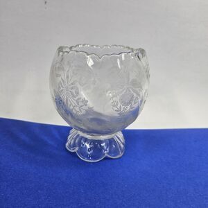 Heisey Orchid Pattern Etched Violet Bowl Vase Vintage Glass